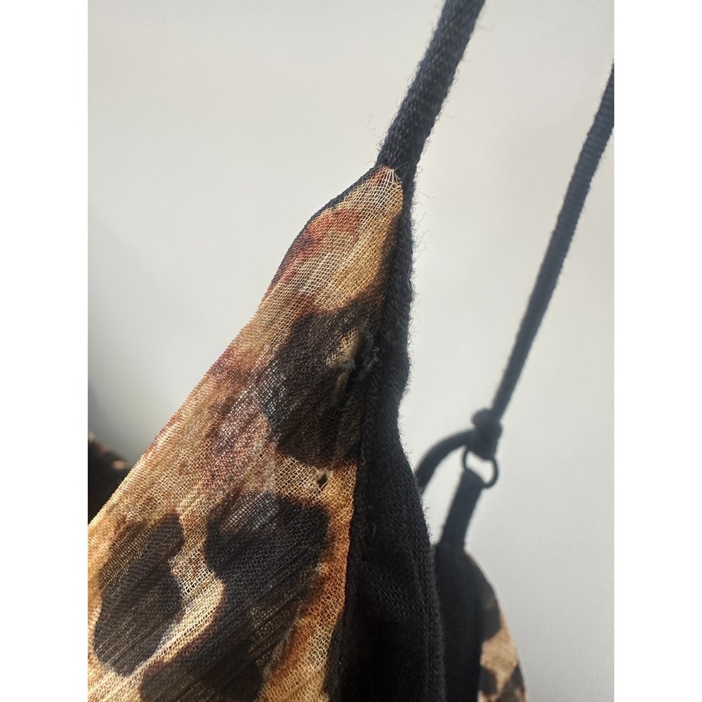 New With Defects Anthropologie Ruffled Chiffon Maxi Dress Leopard Animal Print M - Picture 10 of 16